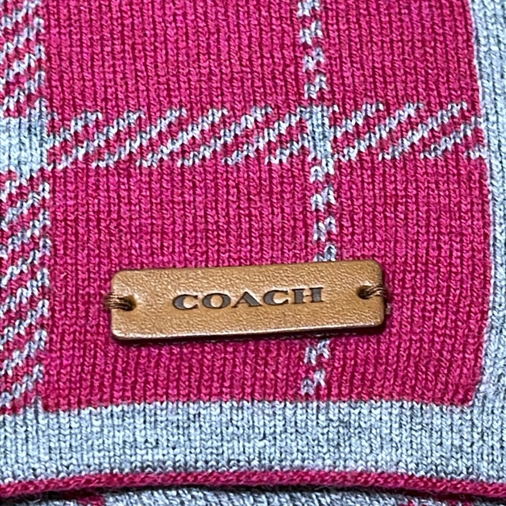 NWOT COACH REVERSIBLE TATTERSALL KNIT SCARF - Picture 4 of 8